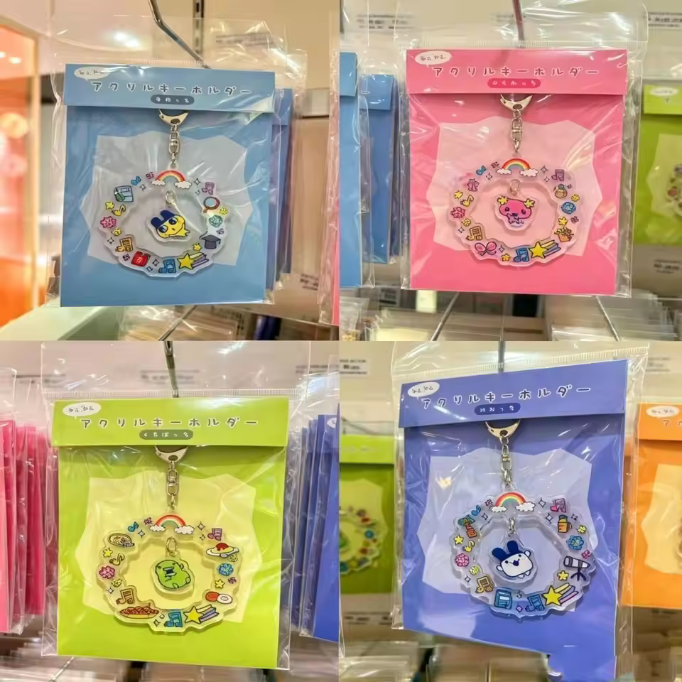 4pcs Cute Tamagotchi Acrylic Keychain Charms